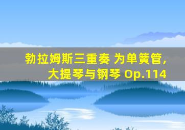 勃拉姆斯三重奏 为单簧管,大提琴与钢琴 Op.114